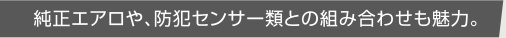 純正エアロや、防犯センサー類との組み合わせも魅力。