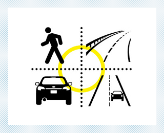 人、モノ、クルマ、白線、さらにカーブなどの道路形状を見分けることができる。