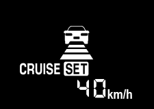 全車速追従機能付クルーズコントロールがセットされ、制御を開始。車速に応じた車間距離を保ちながら追従走行します。