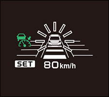 先行車を認識すると、“ピッ”と鳴ると同時に先行車表示が表示されます。