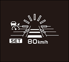 先行車を認識しなくなったときは、“ピッ”となると同時に先行車表示が消灯し、セット車速でゆっくりと加速し低速走行を行います。